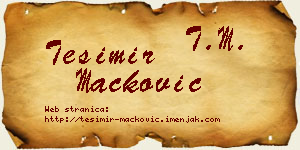 Tešimir Mačković vizit kartica